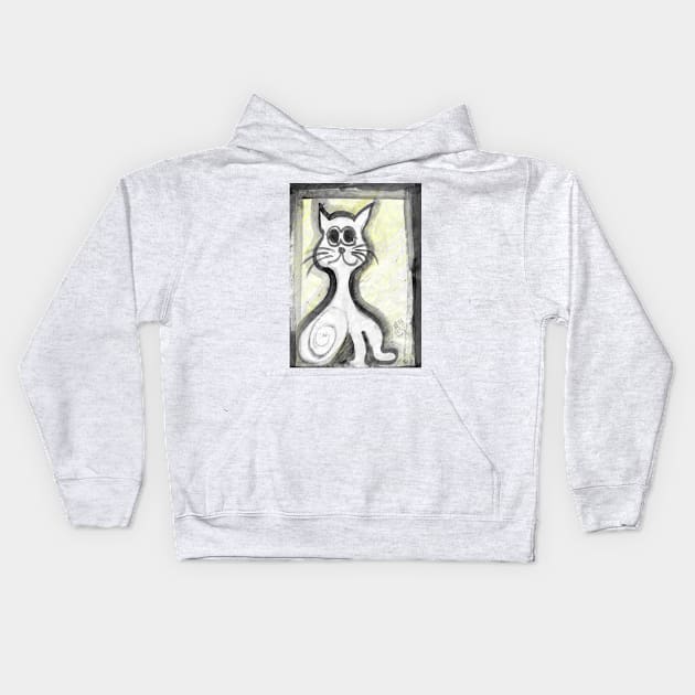 white cat - 2 Kids Hoodie by walter festuccia